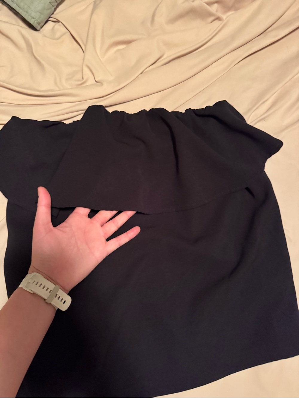 Black Ruffle Strapless Top - Picture 2 of 3
